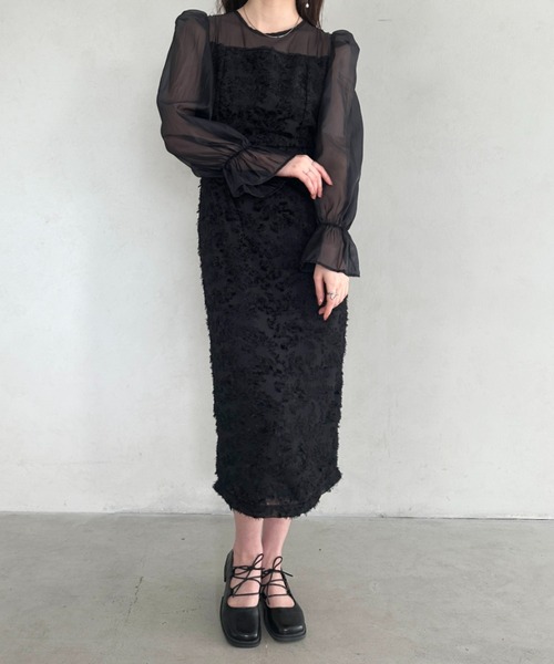 MYMOOD.(マイムード)の「【お気に入り10000越え♪】ラウンドネックシアーロングワンピース ドレス 結婚式お呼ばれオケージョンパーティー(ドレス・レディース・ブラック/グレー/ネイビー/アイボリー/ピンク・FREE)」の11枚目の写真