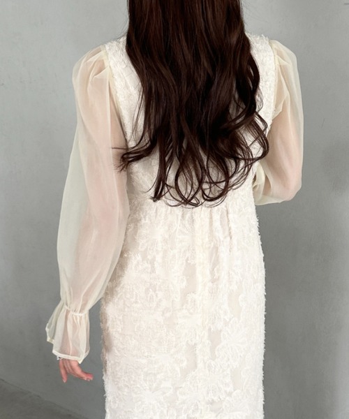 セール】ラウンドネックシアーロングワンピース ドレス（ドレス