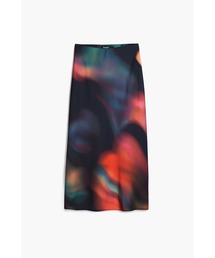 Desigual | カラフルブラープリントミディスカート ステイン柄 ブラック(スカート)