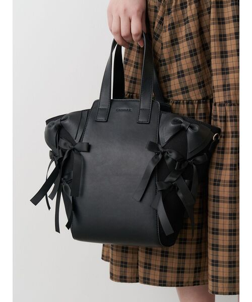 専用袋付き　ミュゲ　ハンドバッグ　ブラック　リボン Audrey black - MUGUET ribbon bag
