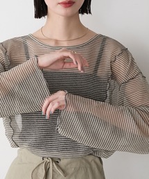 【forksy.】シアー ボーダー メロー ロングスリーブTシャツ
