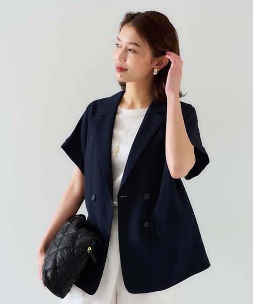 UNTITLED（アンタイトル）の「【セットアップ可能/接触冷感/イージーケア】リラクミスト　ハーフスリーブジャケット（テーラードジャケット・レディース・ベージュ/ブラック/チャコールグレー/ネイビー・01/02/03/00/04/44/48/50）」の21枚目の写真