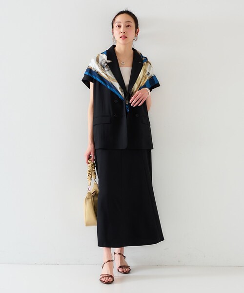 UNTITLED（アンタイトル）の「【セットアップ可能/接触冷感/イージーケア】リラクミスト　ハーフスリーブジャケット（テーラードジャケット・レディース・ベージュ/ブラック/チャコールグレー/ネイビー・01/02/03/00/04/44/48/50）」の6枚目の写真