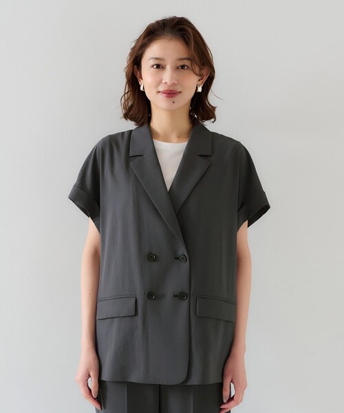 美品⭐セオリー サテン テーラードジャケット とろみ COLUMN（コラム）の「COLUMN / シャンブレーサテンジャケット