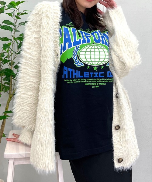 spiritoso(スピリトーゾ)の「【spiritoso】CALIFORNIA ビッグシルエットTシャツ(CP)(Tシャツ/カットソー・レディース・ブラック/ネイビー/ホワイト・L/M)」の4枚目の写真