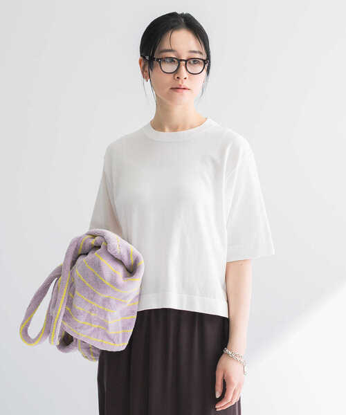 tシャツ new basic　ハイゲージニットTシャツ レディース new basic ハイゲージニットTシャツ[URA5-22T035]｜URBAN