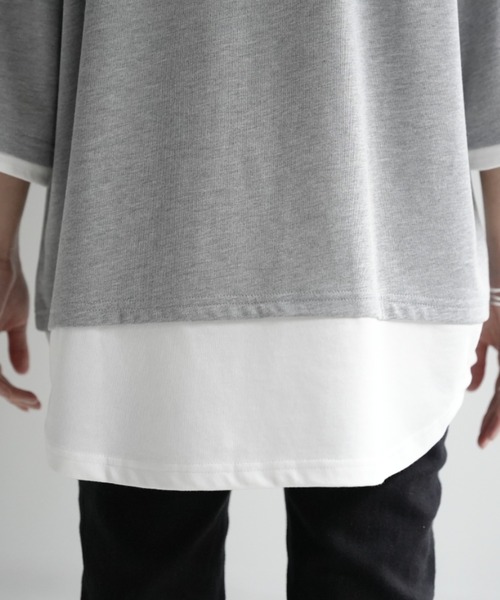 HUG.U（ハグユー）の「レイヤード風Tシャツ（Tシャツ/カットソー・レディース・セージグリーン/ブラック/ダークグレー/ネイビー/ライトグレー・L/M）」の22枚目の写真