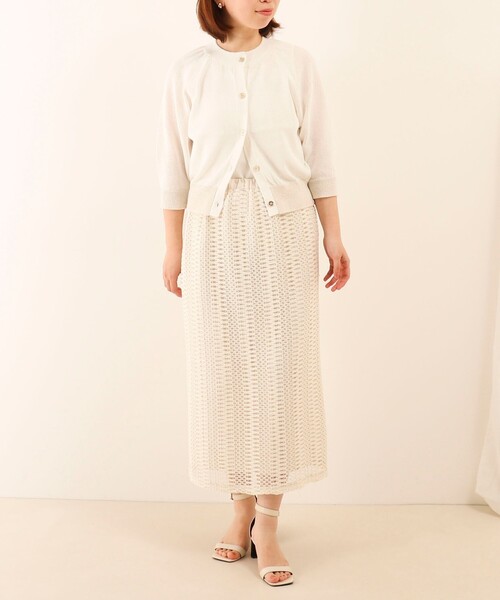 MICO COULIER（ミコクリエ）の「変わり編みレーススカート（スカート・レディース・オフホワイト/ブラック・36/38）」の9枚目の写真