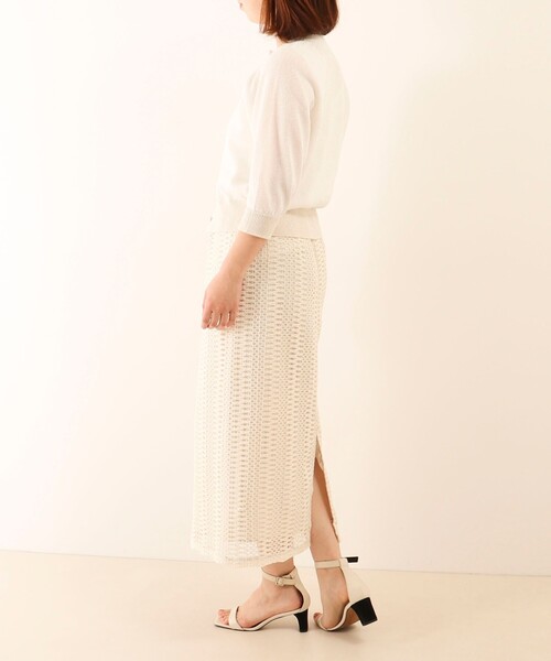 MICO COULIER（ミコクリエ）の「変わり編みレーススカート（スカート・レディース・オフホワイト/ブラック・36/38）」の8枚目の写真
