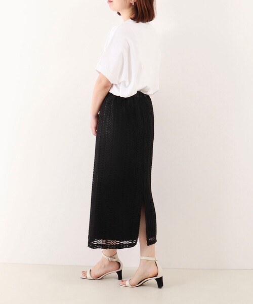 MICO COULIER（ミコクリエ）の「変わり編みレーススカート（スカート・レディース・オフホワイト/ブラック・36/38）」の5枚目の写真