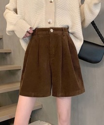 Nia(ニア)/【着痩せ】【冬のミニボトム】ハイウエスト コーデュロイショートパンツ