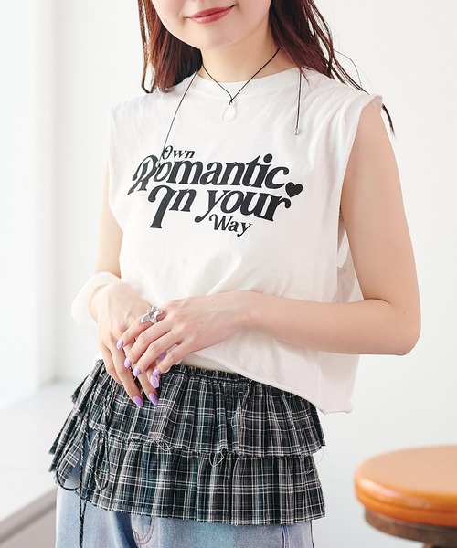 Kastane（カスタネ）の「【新色追加/カラバリ豊富】カットオフロゴタンク（タンクトップ・レディース・アイボリー/ピンク/グリーン/アイボリー系/ホワイト系その他2/ホワイト系その他3/オフホワイト・FREE）」の5枚目の写真