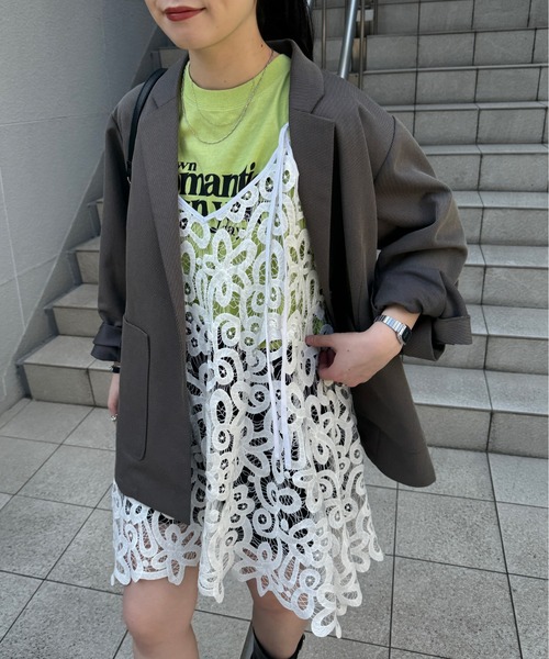 Kastane（カスタネ）の「【新色追加/カラバリ豊富】カットオフロゴタンク（タンクトップ・レディース・アイボリー/ピンク/グリーン/アイボリー系/ホワイト系その他2/ホワイト系その他3/オフホワイト・FREE）」の12枚目の写真