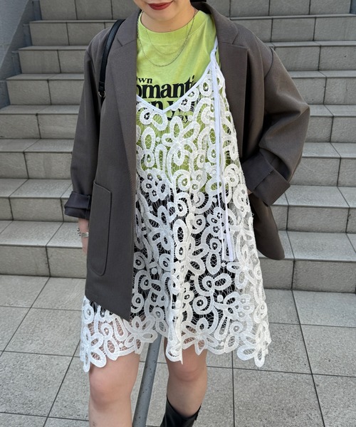 Kastane（カスタネ）の「【新色追加/カラバリ豊富】カットオフロゴタンク（タンクトップ・レディース・アイボリー/ピンク/グリーン/アイボリー系/ホワイト系その他2/ホワイト系その他3/オフホワイト・FREE）」の11枚目の写真