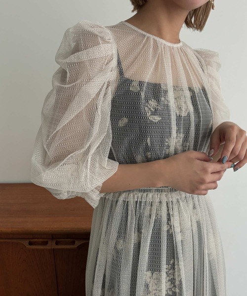 aity(アイティ)の「フラワーキャミワンピースチュールレイヤードドレス 結婚式 二次会 成人式 同窓会 パーティードレス オケージョンドレス お呼ばれワンピース(ドレス・レディース・ブラウン/ベージュ×ブラック/ベージュ/ブラック・38(M)/36(S))」の7枚目の写真