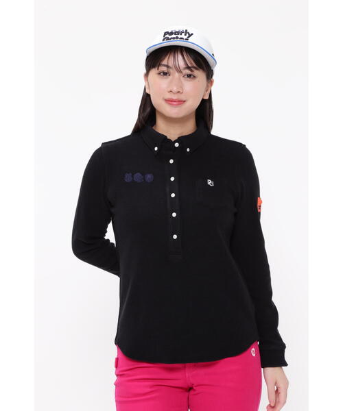 PEARLY GATES】リブワッフルボタンダウンプルオーバーカットソー