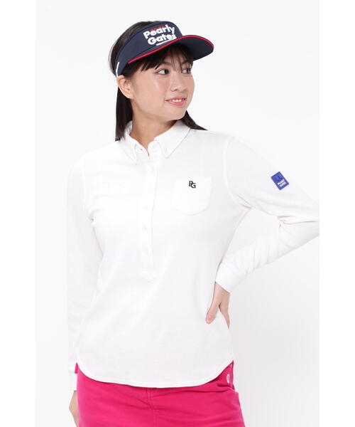 PEARLY GATES】リブワッフルボタンダウンプルオーバーカットソー