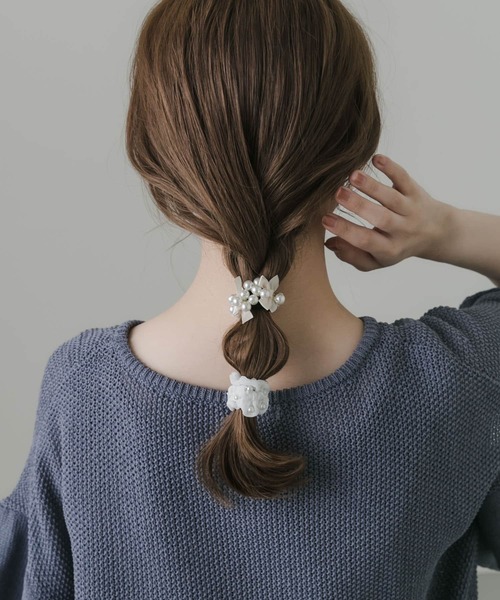 ２個セット　リボンヘアゴム　ユキエモン　yukiemon　猫　パール　リバティ 2個セット リボンヘアゴム ユキエモン yukiemon 猫 パール