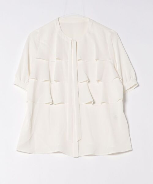 STRAWBERRY-FIELDS(ストロベリーフィールズ)の「ライトベネ_ティアードブラウス シャツ・ブラウス(シャツ/ブラウス・レディース・オフホワイト/サーモンピンク/ネイビー・2)」の15枚目の写真