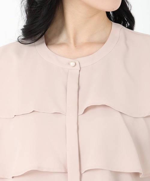 STRAWBERRY-FIELDS(ストロベリーフィールズ)の「ライトベネ_ティアードブラウス シャツ・ブラウス(シャツ/ブラウス・レディース・オフホワイト/サーモンピンク/ネイビー・2)」の9枚目の写真