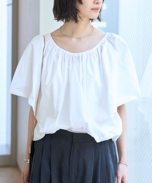 Rouge vif（ルージュヴィフ）の「シルク混コットンフォルムブラウス（シャツ/ブラウス・レディース・ホワイト/ブラック・フリー）」の2枚目の写真