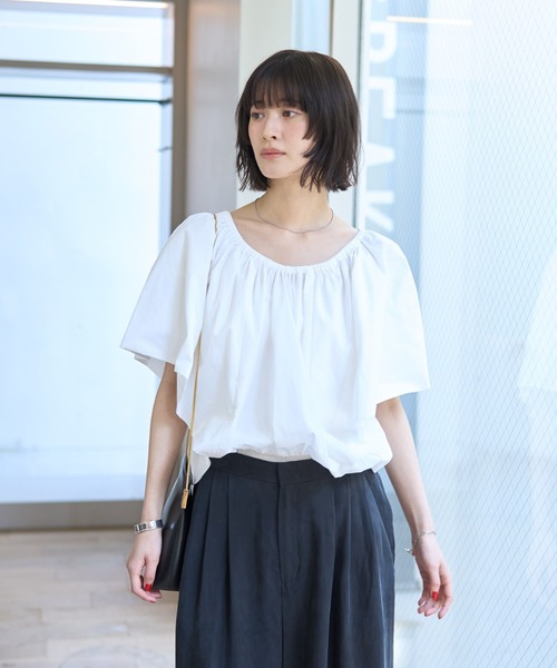Rouge vif（ルージュヴィフ）の「シルク混コットンフォルムブラウス（シャツ/ブラウス・レディース・ホワイト/ブラック・フリー）」の3枚目の写真