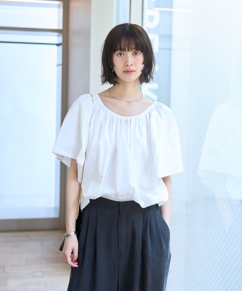 Rouge vif（ルージュヴィフ）の「シルク混コットンフォルムブラウス（シャツ/ブラウス・レディース・ホワイト/ブラック・フリー）」の4枚目の写真