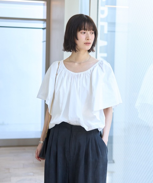 Rouge vif（ルージュヴィフ）の「シルク混コットンフォルムブラウス（シャツ/ブラウス・レディース・ホワイト/ブラック・フリー）」の5枚目の写真