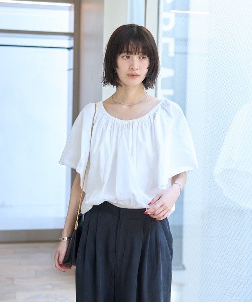 Rouge vif（ルージュヴィフ）の「シルク混コットンフォルムブラウス（シャツ/ブラウス・レディース・ホワイト/ブラック・フリー）」の6枚目の写真