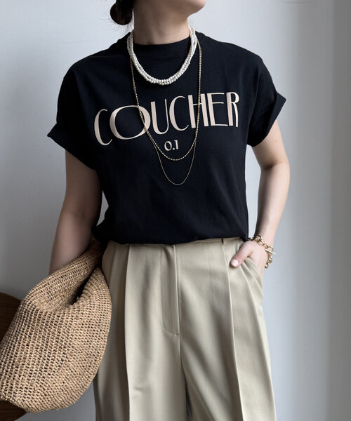 【新品】DouDou 透け感 ロゴプリントTシャツ Web完売品！ セール】【WEB限定】温感プリントTEE（Tシャツ/カットソー
