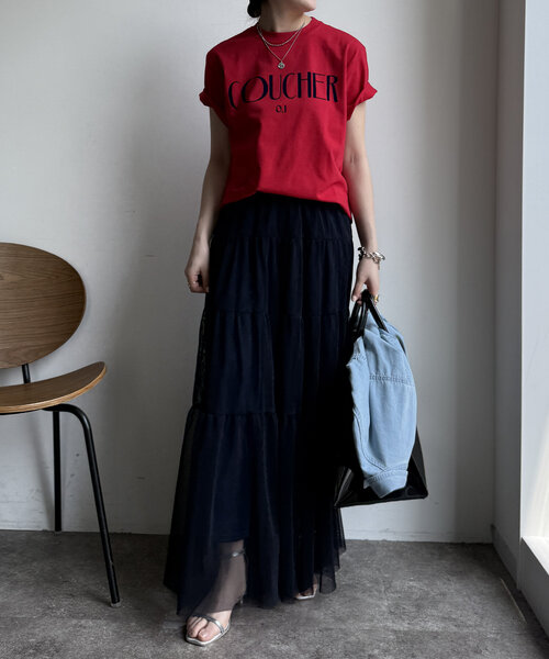 DouDou(ドゥドゥ)の「【WEB限定】フロントバック両面ロゴTEE(Tシャツ/カットソー・レディース・オフホワイト/ブラック/レッド・FREE)」の22枚目の写真