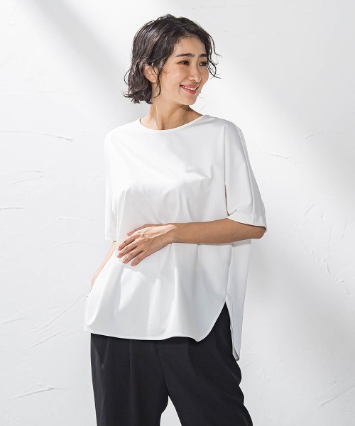 ラエフ（la．f．．．）/バックサテンカットソー≪洗濯機で洗える≫ セール】バックサテンカットソー≪洗濯機で洗える≫（Tシャツ