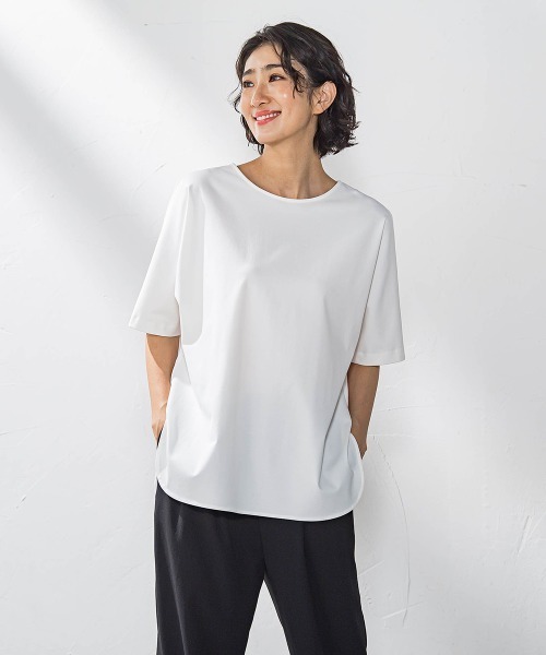 la.f…(ラエフ)の「バックサテンカットソー≪洗濯機で洗える≫(Tシャツ/カットソー・レディース・ネイビー/ホワイト/ブラック・9号/7号/11号)」の7枚目の写真