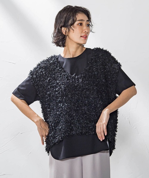 セール】バックサテンカットソー≪洗濯機で洗える≫（Tシャツ