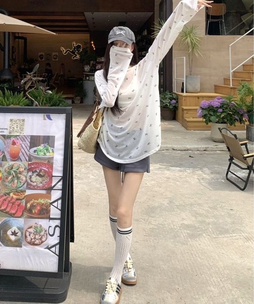CANVAS+(キャンバスプラス)の「【CANVAS+】バッククロスリボン柄シアートップス(Tシャツ/カットソー・レディース・ホワイト/ブラック・M)」の16枚目の写真