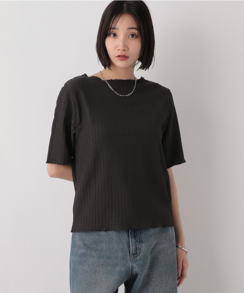 LOWRYS FARM（ローリーズファーム）の「シアージャガード５Ｓ　490852（Tシャツ/カットソー・レディース・パープル/ブラック/アイボリー/チャコールグレー・FREE）」の4枚目の写真