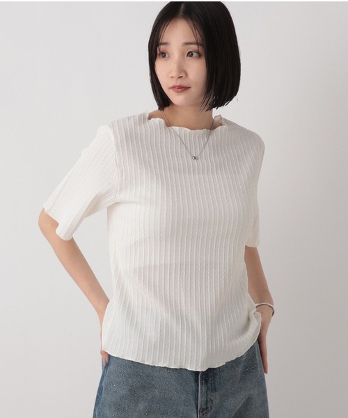 LOWRYS FARM（ローリーズファーム）の「シアージャガード５Ｓ　490852（Tシャツ/カットソー・レディース・パープル/ブラック/アイボリー/チャコールグレー・FREE）」の2枚目の写真