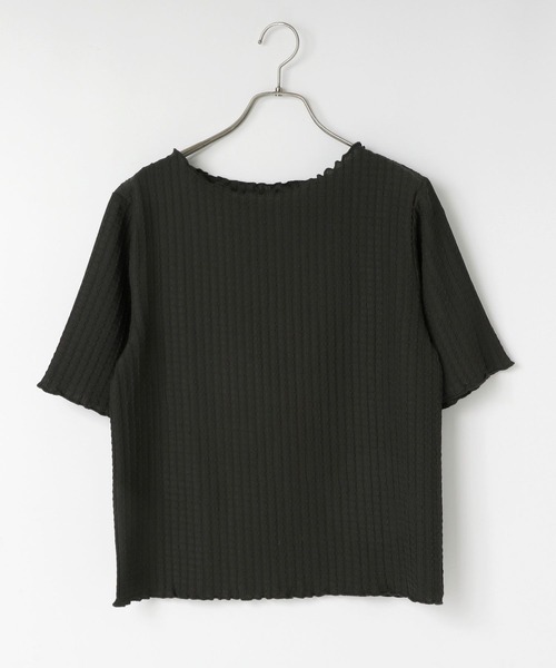 LOWRYS FARM（ローリーズファーム）の「シアージャガード５Ｓ　490852（Tシャツ/カットソー・レディース・パープル/ブラック/アイボリー/チャコールグレー・FREE）」の3枚目の写真