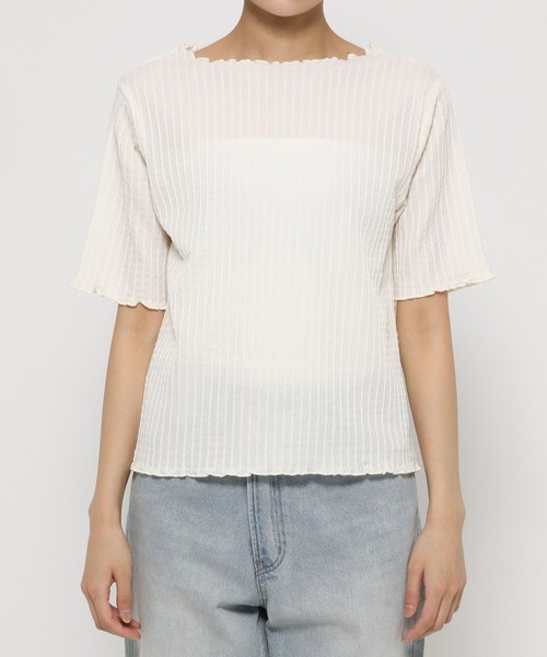 LOWRYS FARM（ローリーズファーム）の「シアージャガード５Ｓ　490852（Tシャツ/カットソー・レディース・パープル/ブラック/アイボリー/チャコールグレー・FREE）」の5枚目の写真