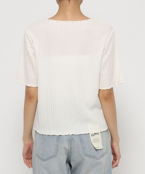 LOWRYS FARM（ローリーズファーム）の「シアージャガード５Ｓ　490852（Tシャツ/カットソー・レディース・パープル/ブラック/アイボリー/チャコールグレー・FREE）」の7枚目の写真