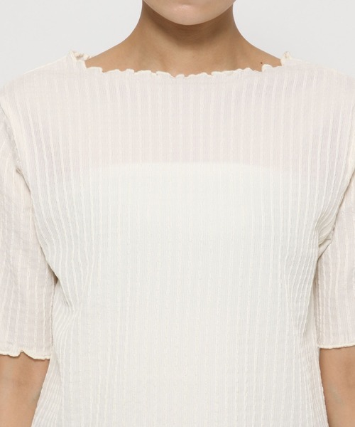 LOWRYS FARM（ローリーズファーム）の「シアージャガード５Ｓ　490852（Tシャツ/カットソー・レディース・パープル/ブラック/アイボリー/チャコールグレー・FREE）」の8枚目の写真