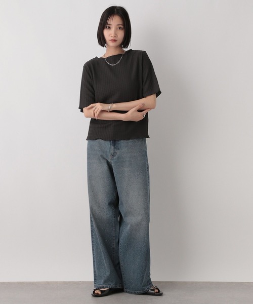 LOWRYS FARM（ローリーズファーム）の「シアージャガード５Ｓ　490852（Tシャツ/カットソー・レディース・パープル/ブラック/アイボリー/チャコールグレー・FREE）」の15枚目の写真