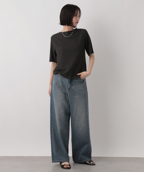 LOWRYS FARM（ローリーズファーム）の「シアージャガード５Ｓ　490852（Tシャツ/カットソー・レディース・パープル/ブラック/アイボリー/チャコールグレー・FREE）」の17枚目の写真