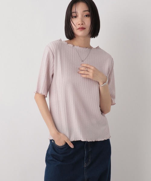 LOWRYS FARM（ローリーズファーム）の「シアージャガード５Ｓ　490852（Tシャツ/カットソー・レディース・パープル/ブラック/アイボリー/チャコールグレー・FREE）」の22枚目の写真