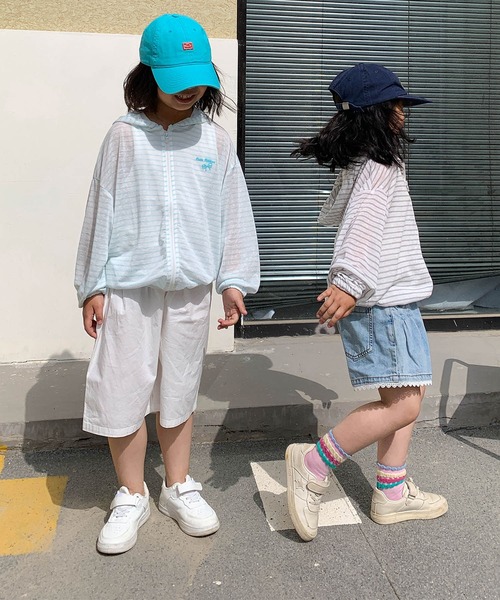 aimoha(アイモハ)の「【aimoha-KIDS-】薄手ボーダージップアップパーカー (SS)(パーカー・キッズ・グレー/ブルー/ピンク・110/120/130/140/150)」の19枚目の写真