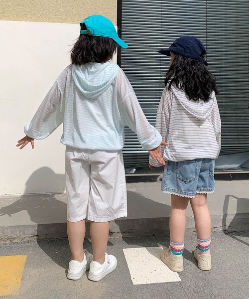 aimoha(アイモハ)の「【aimoha-KIDS-】薄手ボーダージップアップパーカー (SS)(パーカー・キッズ・グレー/ブルー/ピンク・110/120/130/140/150)」の21枚目の写真