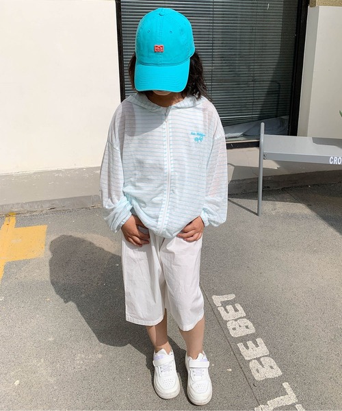 aimoha(アイモハ)の「【aimoha-KIDS-】薄手ボーダージップアップパーカー (SS)(パーカー・キッズ・グレー/ブルー/ピンク・110/120/130/140/150)」の12枚目の写真