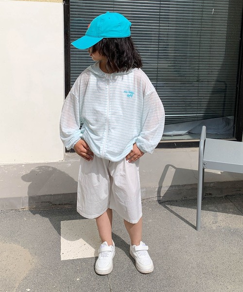 aimoha(アイモハ)の「【aimoha-KIDS-】薄手ボーダージップアップパーカー (SS)(パーカー・キッズ・グレー/ブルー/ピンク・110/120/130/140/150)」の13枚目の写真