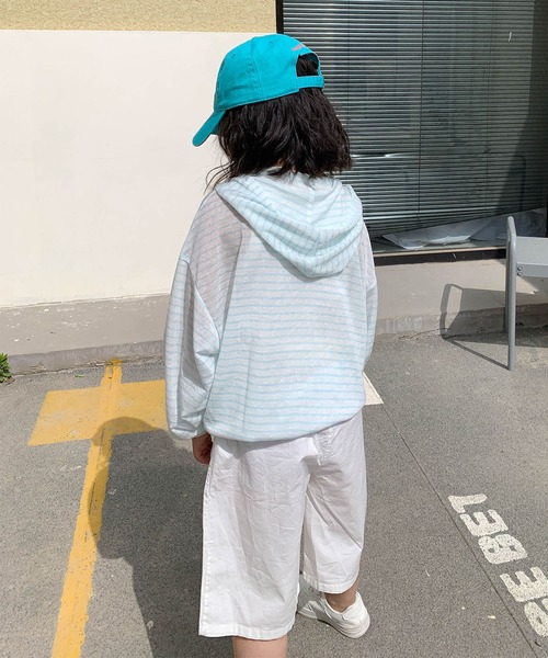 aimoha(アイモハ)の「【aimoha-KIDS-】薄手ボーダージップアップパーカー (SS)(パーカー・キッズ・グレー/ブルー/ピンク・110/120/130/140/150)」の17枚目の写真
