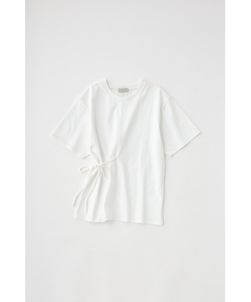 M_(エムアンダーバー)の「【M_】ウエストタイTシャツ オーガニックコットン使用(Tシャツ/カットソー・レディース・ホワイト/ブラック・FREE)」の1枚目の写真